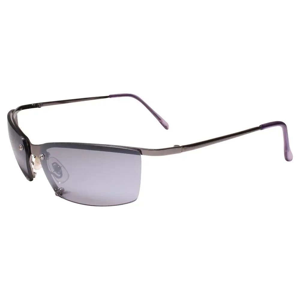 Classic Retro Stylish Semi Rimless Rectangle Gunmetal Wrap 80s 90s Sunglasses